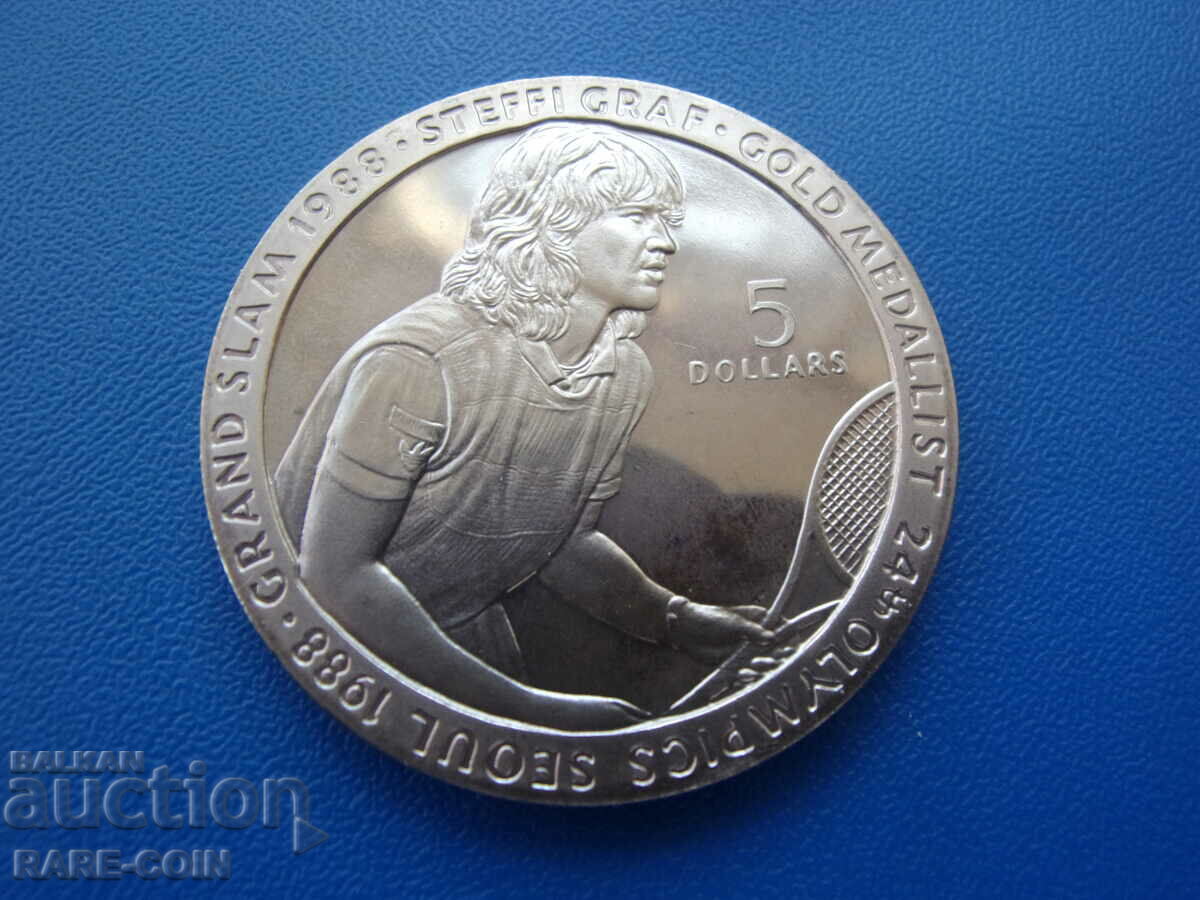 RS(47) Остров Нюе - 5 долар 1989- Олимпиада-рядка монета.БЗЦ