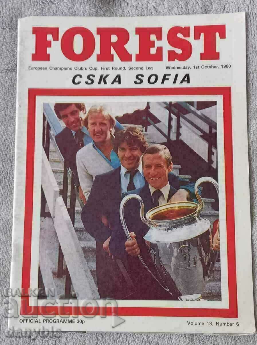 Program de fotbal - Nottingham Forest - CSKA 1980