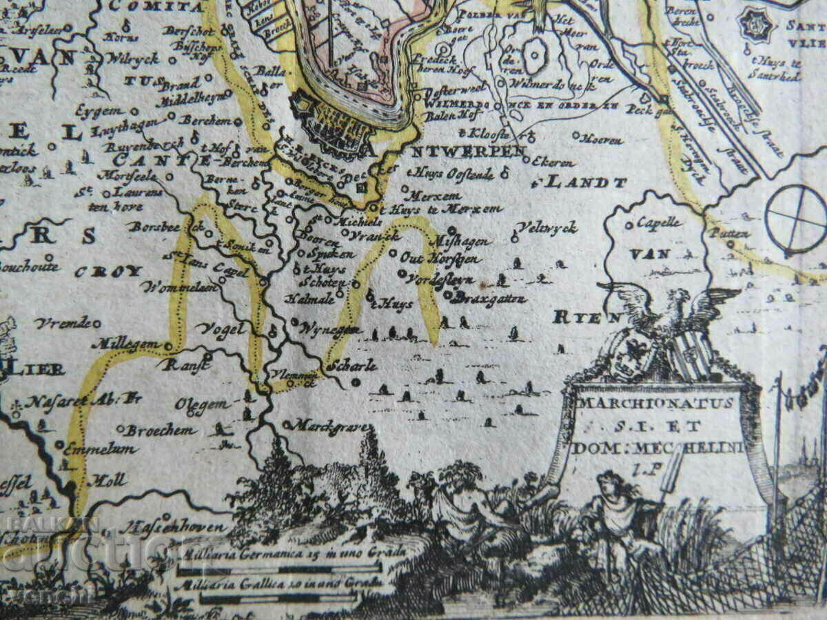 1725 - Harta unei părți din Franța și Belgia = original + cu preț € 29.99 | 58.66 BGN
