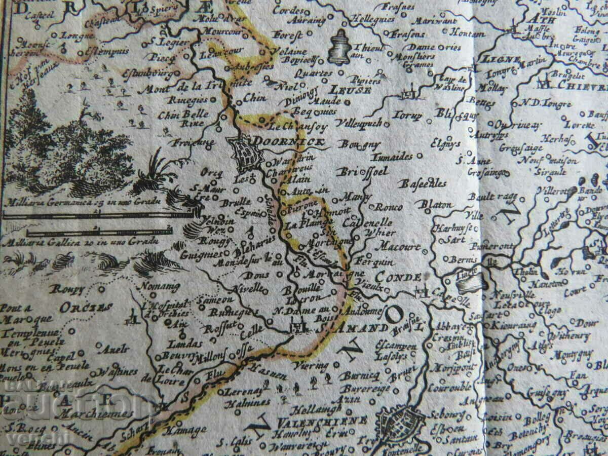 Δημοπρασία 1725 - Χάρτης του τμήματος της Γαλλίας και του Βελγίου = πρωτότυπο +