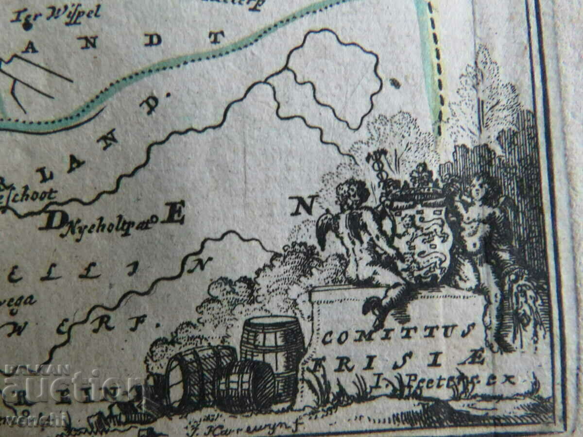 1725 - Χάρτης της Friesland, μέρος της Ολλανδίας = πρωτότυπο + με τιμή € 29.99 | 58.66 BGN