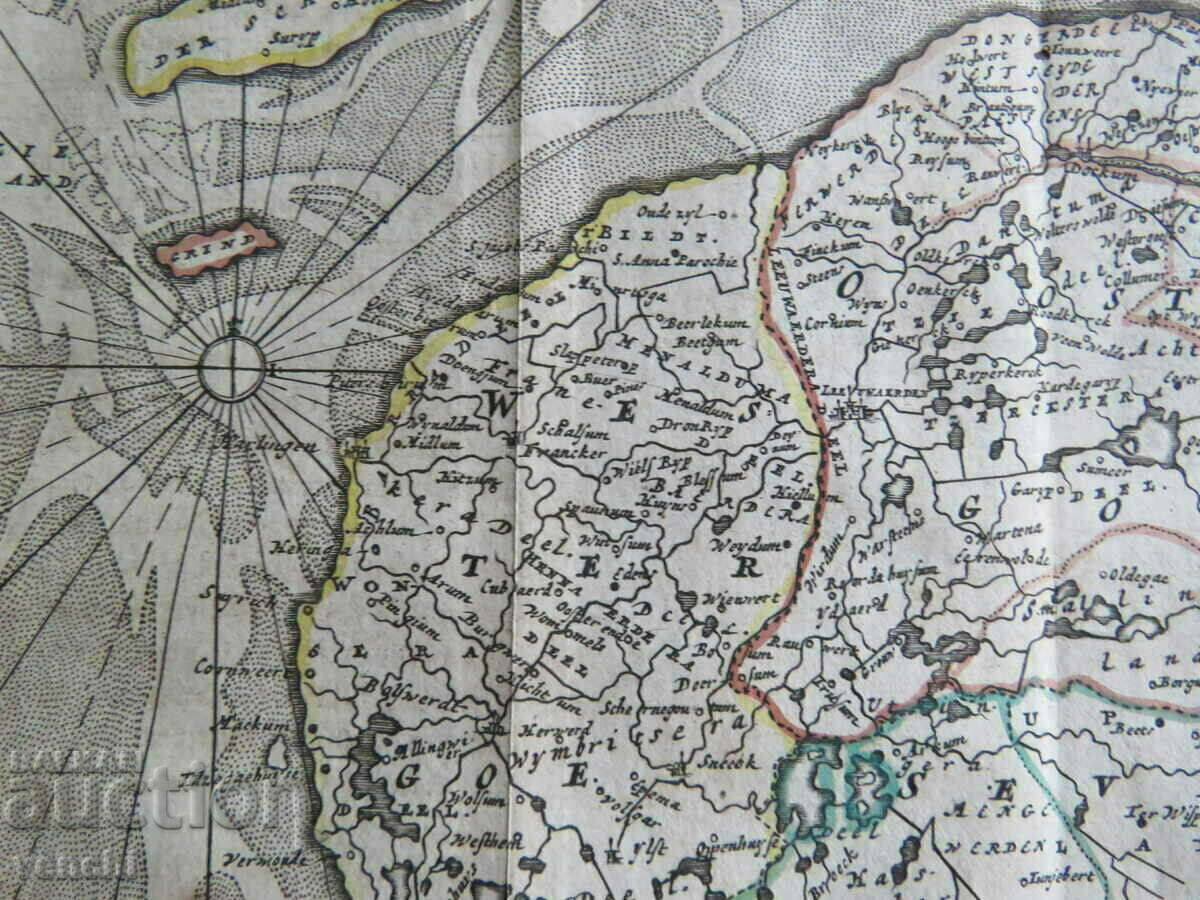 Auction 1725 - Map of Friesland, part of the Netherlands = original + Auction 1725 - Map of Friesland, part of the Netherlands = original +