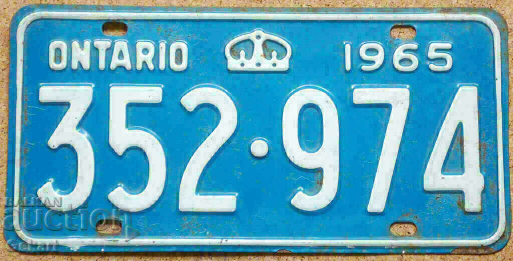 Canadian License Plate ONTARIO 1965