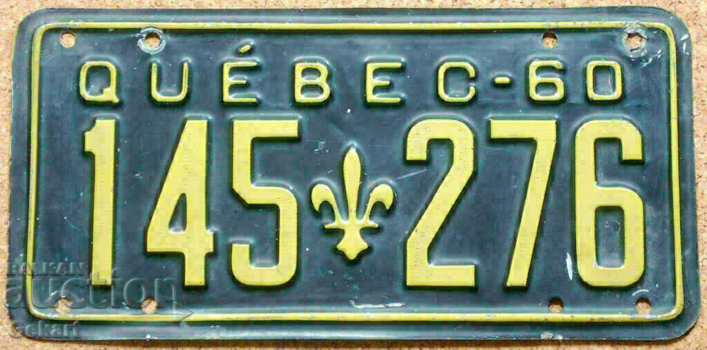Canadian license plate Plate QUEBEC 1960