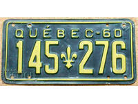 Canadian license plate Plate QUEBEC 1960