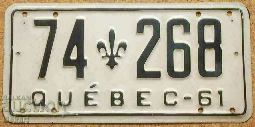 Canadian license plate Plate QUEBEC 1961