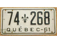 Καναδική πινακίδα κυκλοφορίας QUEBEC 1961