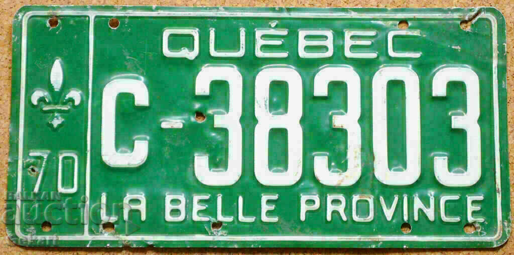 Placă de înmatriculare canadiană QUEBEC 1970