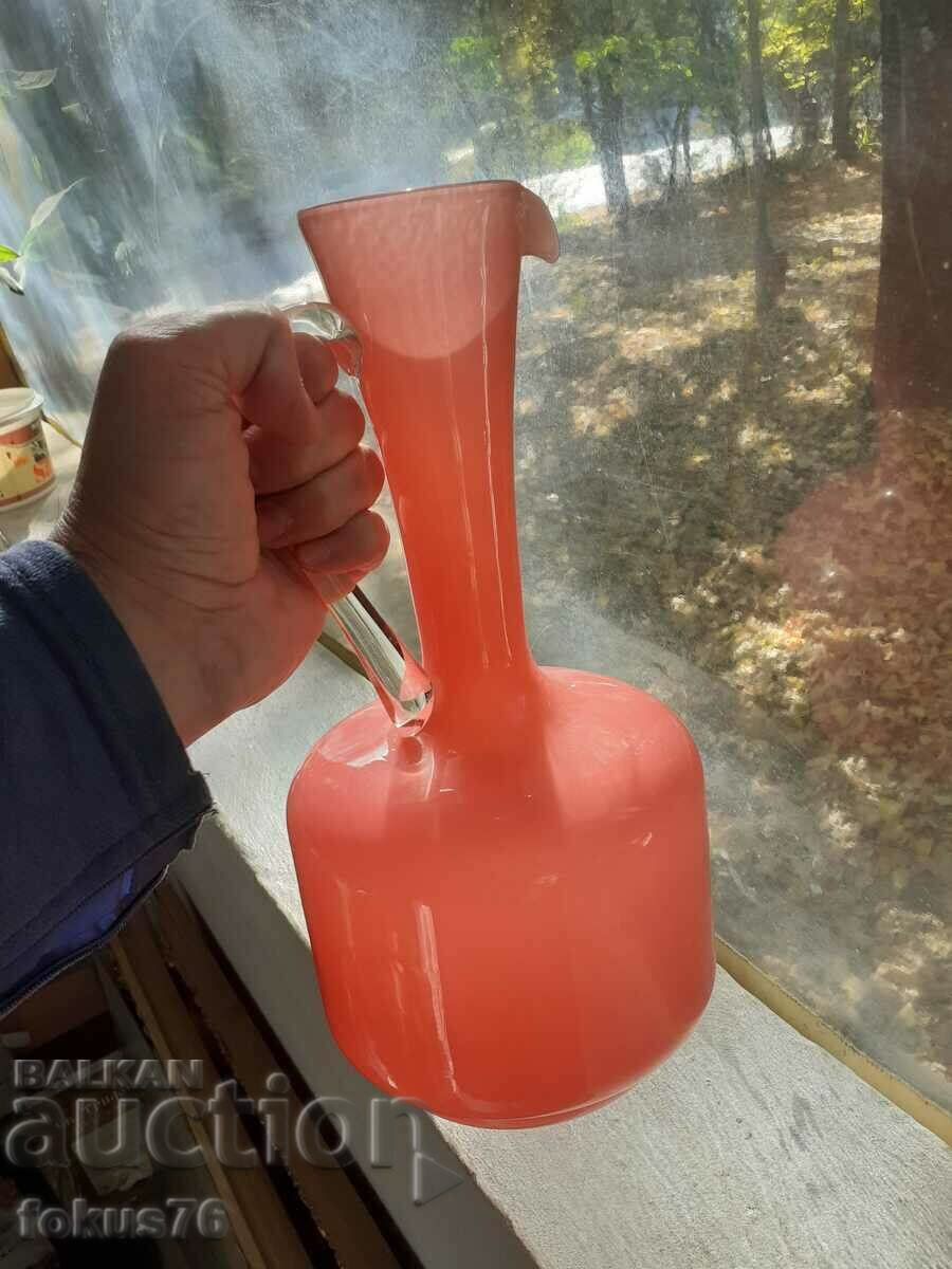 Amazing Large Pink Jug Carafe Decanter Opaline - 6 Amazing Large Pink Jug Carafe Decanter Opaline - 6