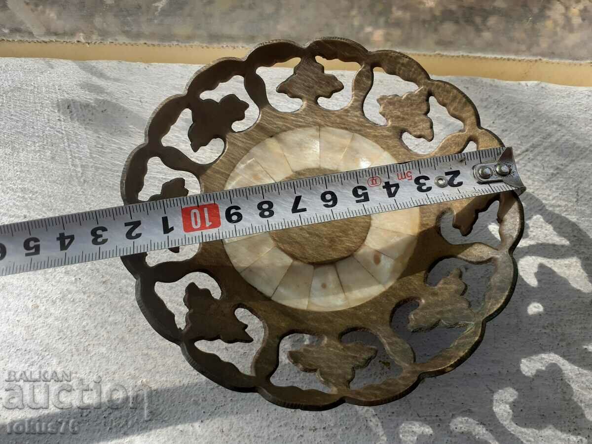 Small bronze saucer with mother of pearl - 5