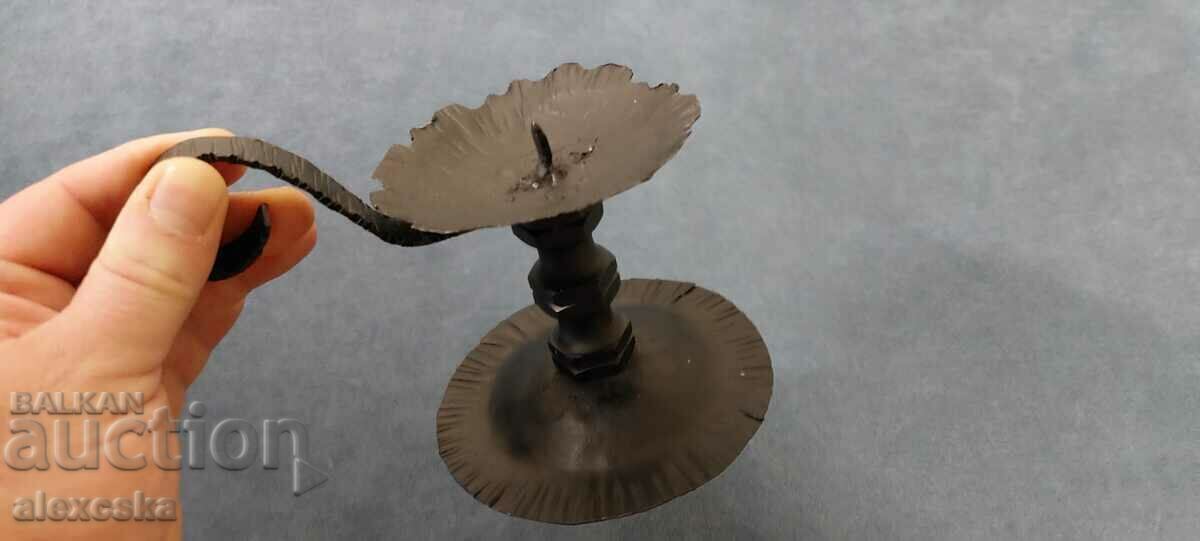 Auction Wrought iron candlestick Auction Wrought iron candlestick