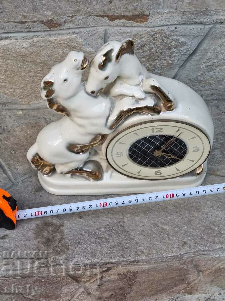 Auction Porcelain clock. Horse sculpture Auction Porcelain clock. Horse sculpture