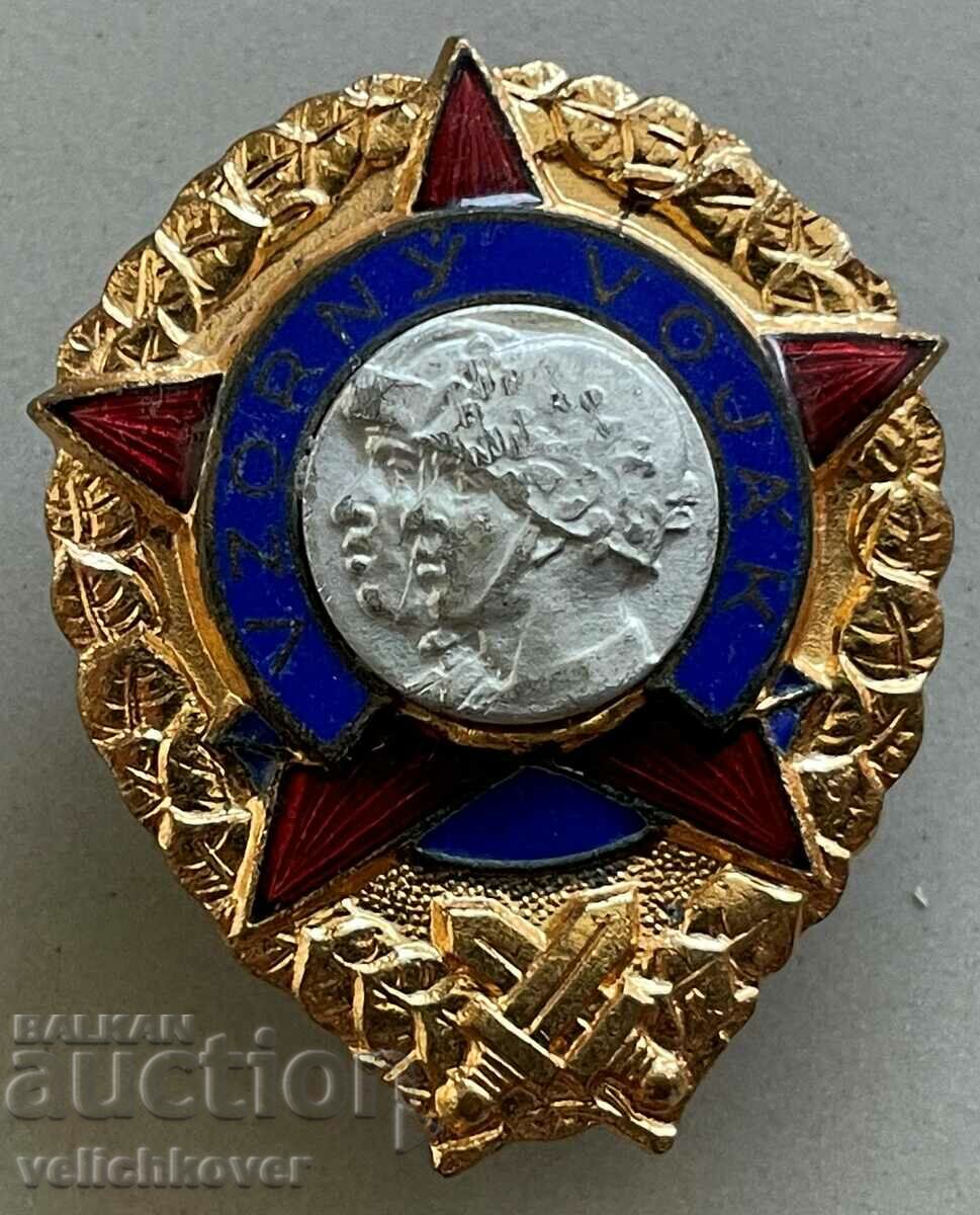 33340 Czechoslovakia Badge Excellent Soldier Enamel 1960s