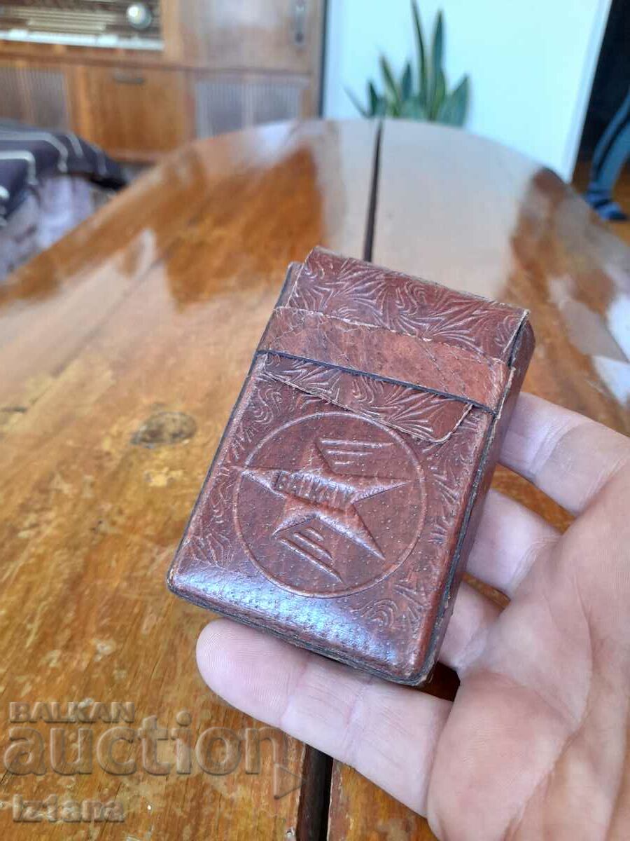 Old leather snuff box for cigarettes, case BGA Balkan, Balkan with price 20.00 BGN | € 10.23