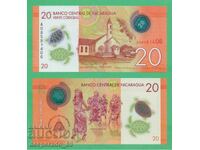 (¯`'•.¸   НИКАРАГУА  20 кордоба 2014  UNC   ¸.•'´¯)