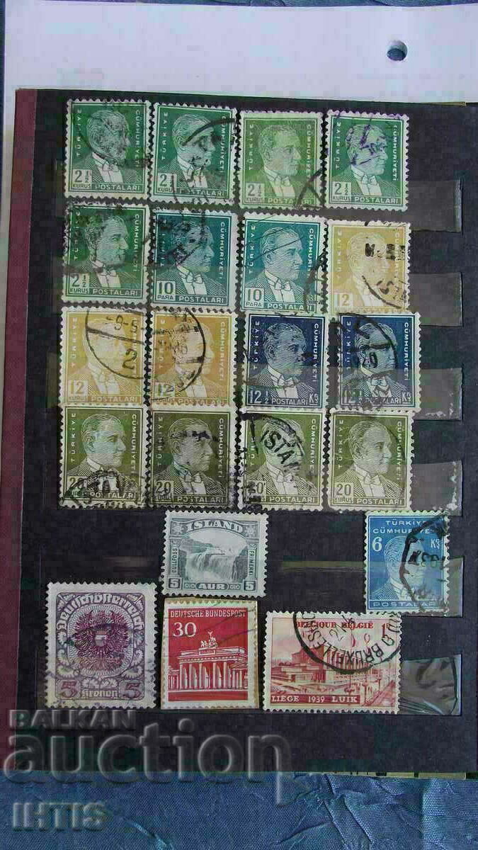 Delivery of POSTAGE STAMPS - 212 pcs. Spain; Greece; Denmark; Belgium; Turkey