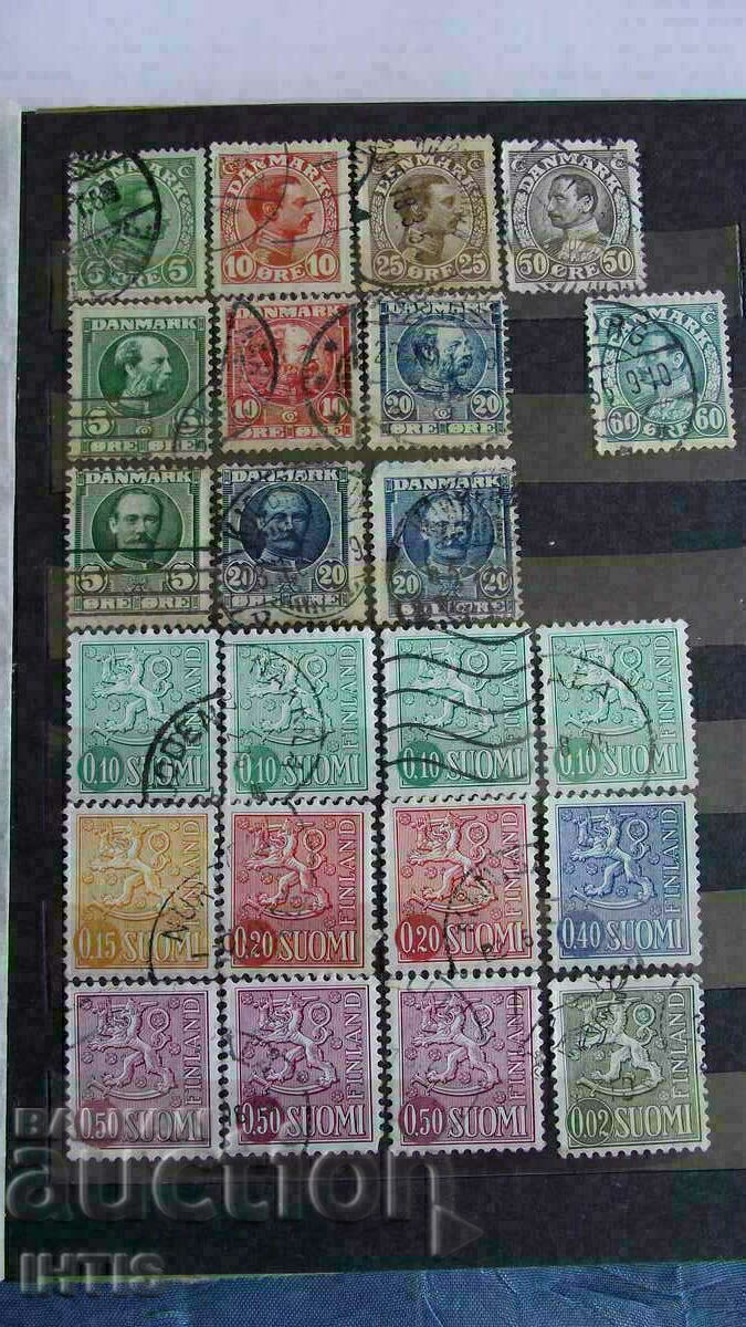 POSTAGE STAMPS - 212 pcs. Spain; Greece; Denmark; Belgium; Turkey - 7