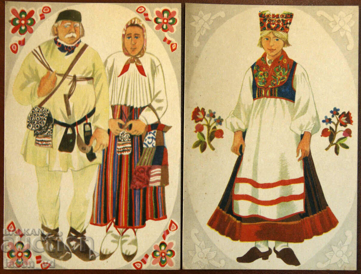 Postcards Estonia folk costumes