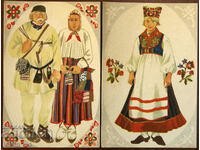 Postcards Estonia folk costumes