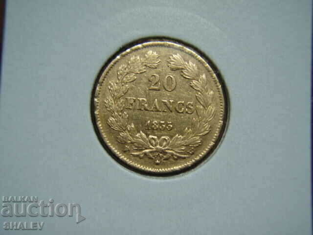 20 Francs 1835 W France - AU (Gold) 20 Francs 1835 W France - AU (Gold)