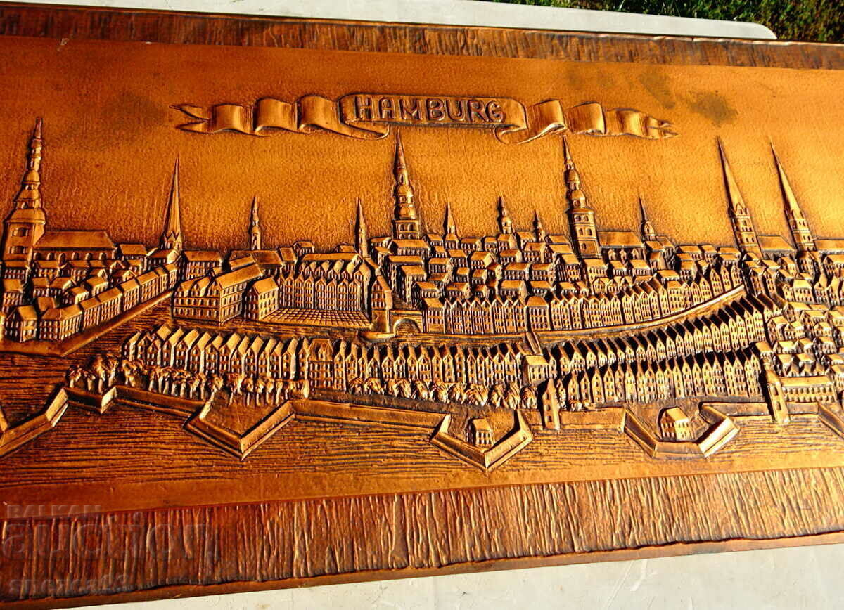 Auction  Huge copper painting, Hamburg copper panel.