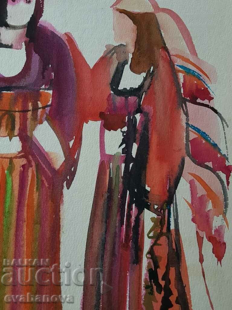 Auction Kalina Taseva Rhodope costume Smolyan 1971 watercolor Auction Kalina Taseva Rhodope costume Smolyan 1971 watercolor