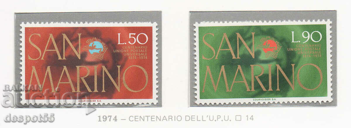 1974. San Marino. 100 de ani de la Uniunea Poștală Universală.
