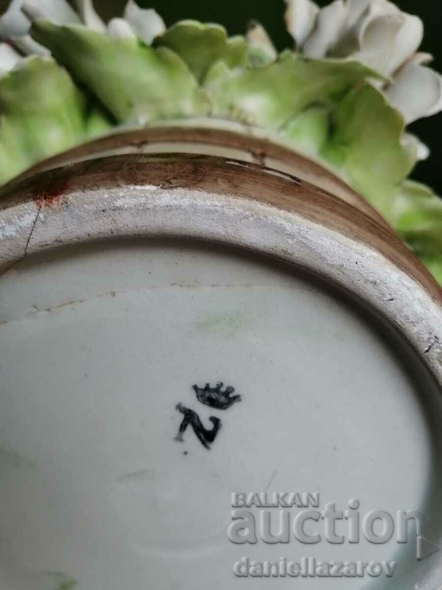 CAPODIMONTE Old Porcelain Basket with Flowers, Marked - 7 CAPODIMONTE Old Porcelain Basket with Flowers, Marked - 7