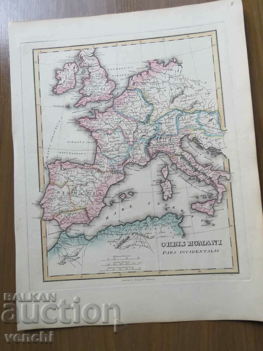 1819 - Map of the Roman Empire - west - original + with price 99.99 BGN | € 51.12 1819 - Map of the Roman Empire - west - original + with price 99.99 BGN | € 51.12