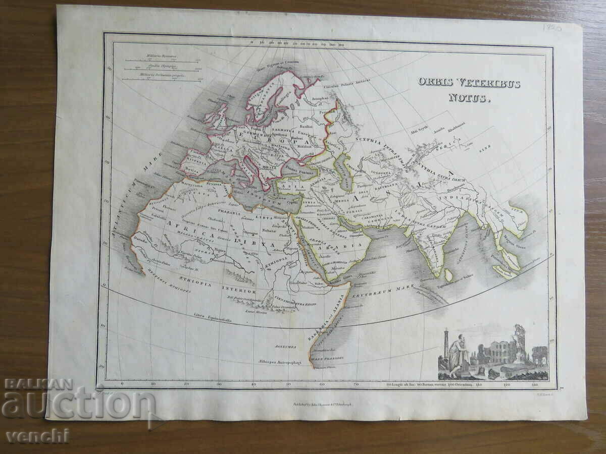 1819 - Αρχαίος παγκόσμιος χάρτης = πρωτότυπος +