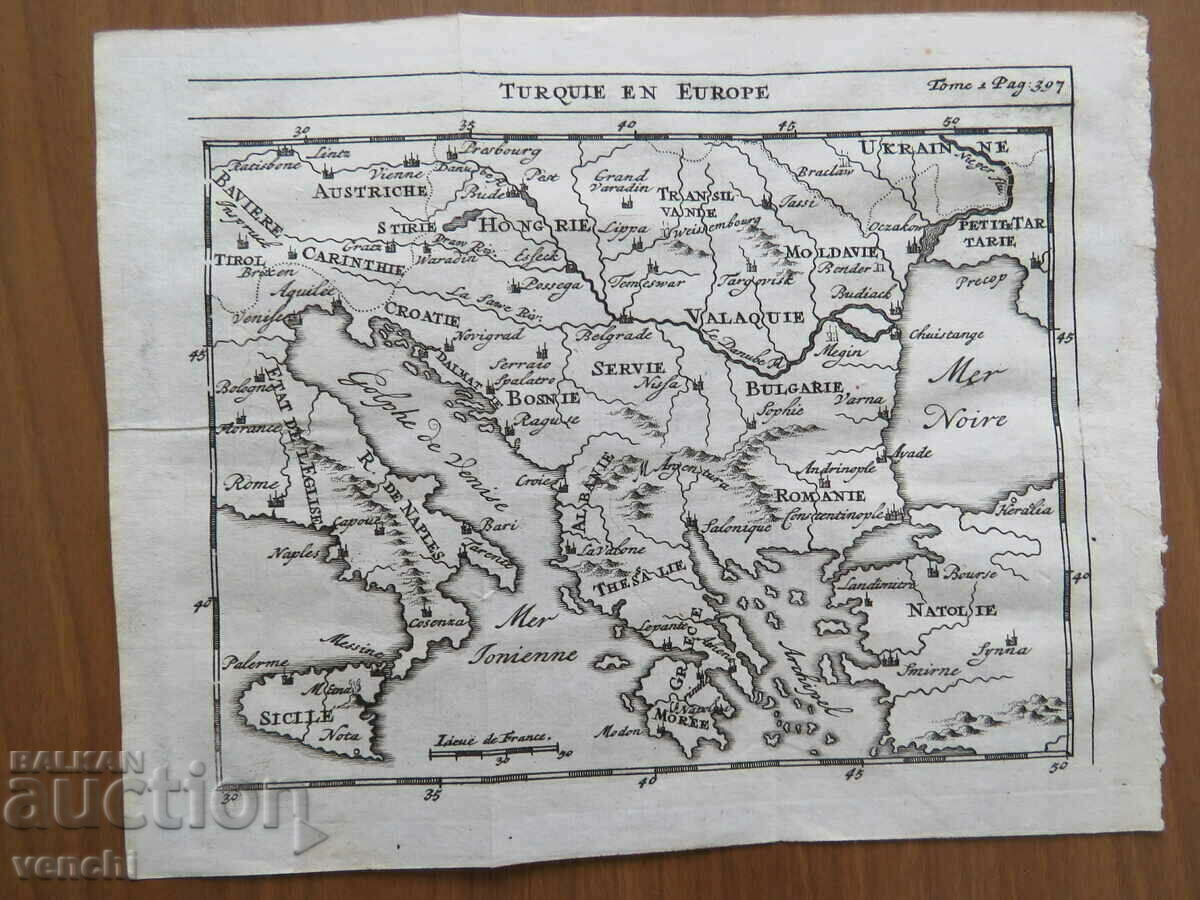 18ος αιώνας - Χάρτης της Τουρκίας στην Ευρώπη - Βουλγαρία = πρωτότυπο +