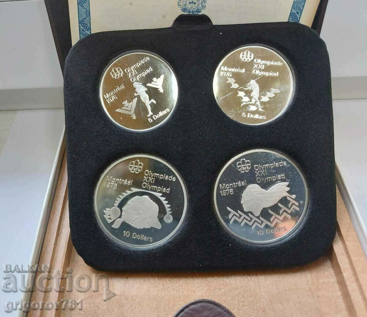 Комплект 2х 5 и 2х 10 долара сребро Канада Олимпиада 1976 #2