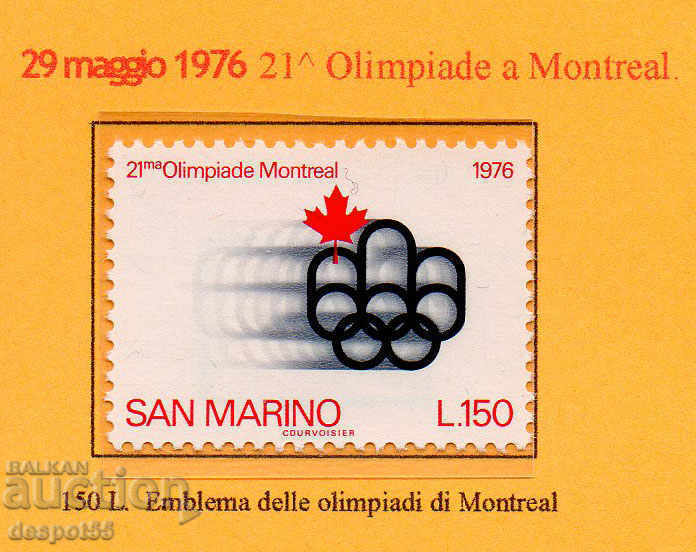 1976. San Marino. Olympic Games, Montreal - Canada.