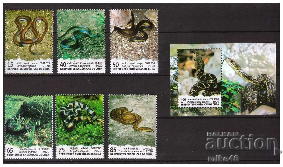 CUBA 2020 Endemic snakes pure series and block