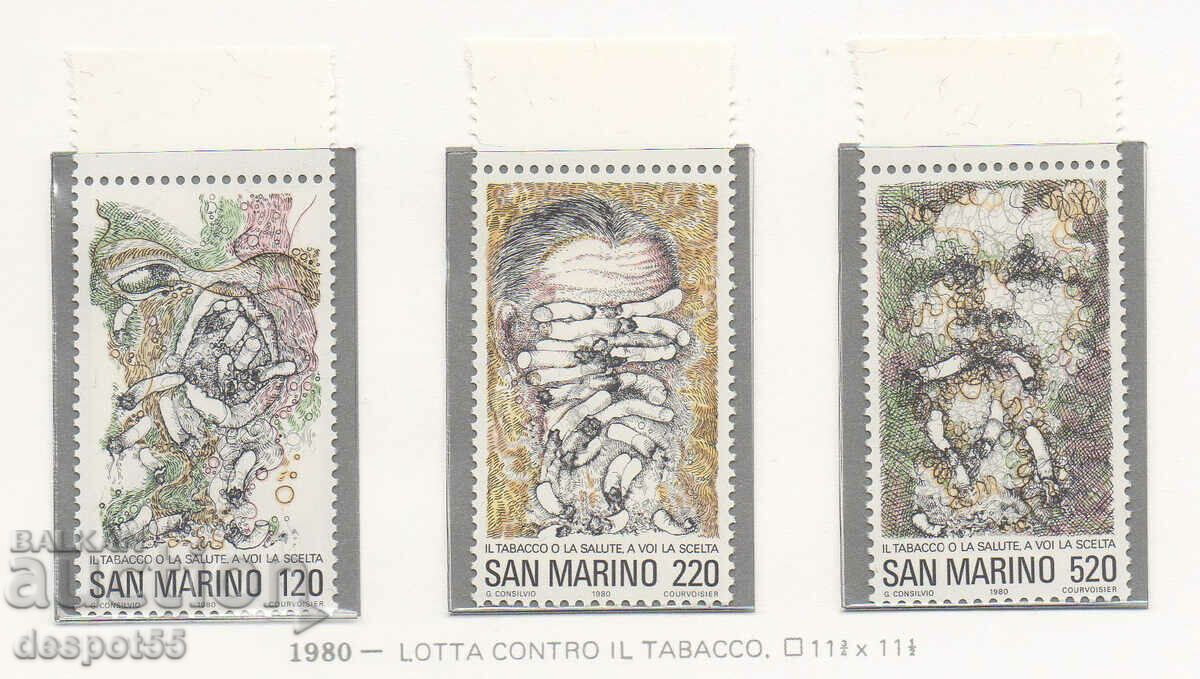 1980. San Marino. Anti-smoking campaign.