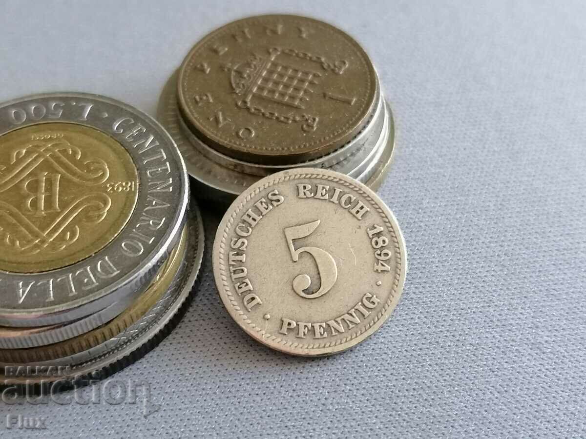 Reich Coin - Germany - 5 Pfennig | 1894; Series D