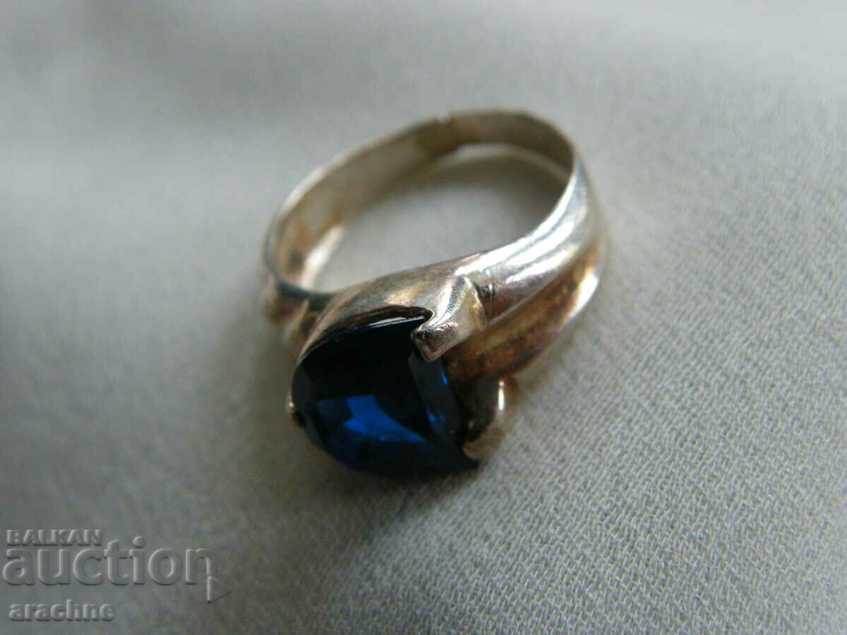Delivery of Old hand forged silver ring with blue spinel Delivery of Old hand forged silver ring with blue spinel