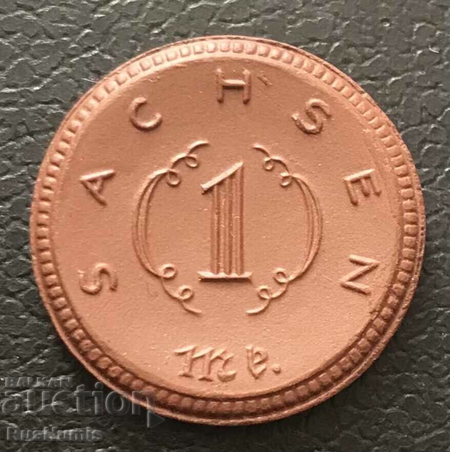 Saxonia. Sachsen. 1 mark(notgeld) 1921. Porțelan. Saxonia. Sachsen. 1 mark(notgeld) 1921. Porțelan.