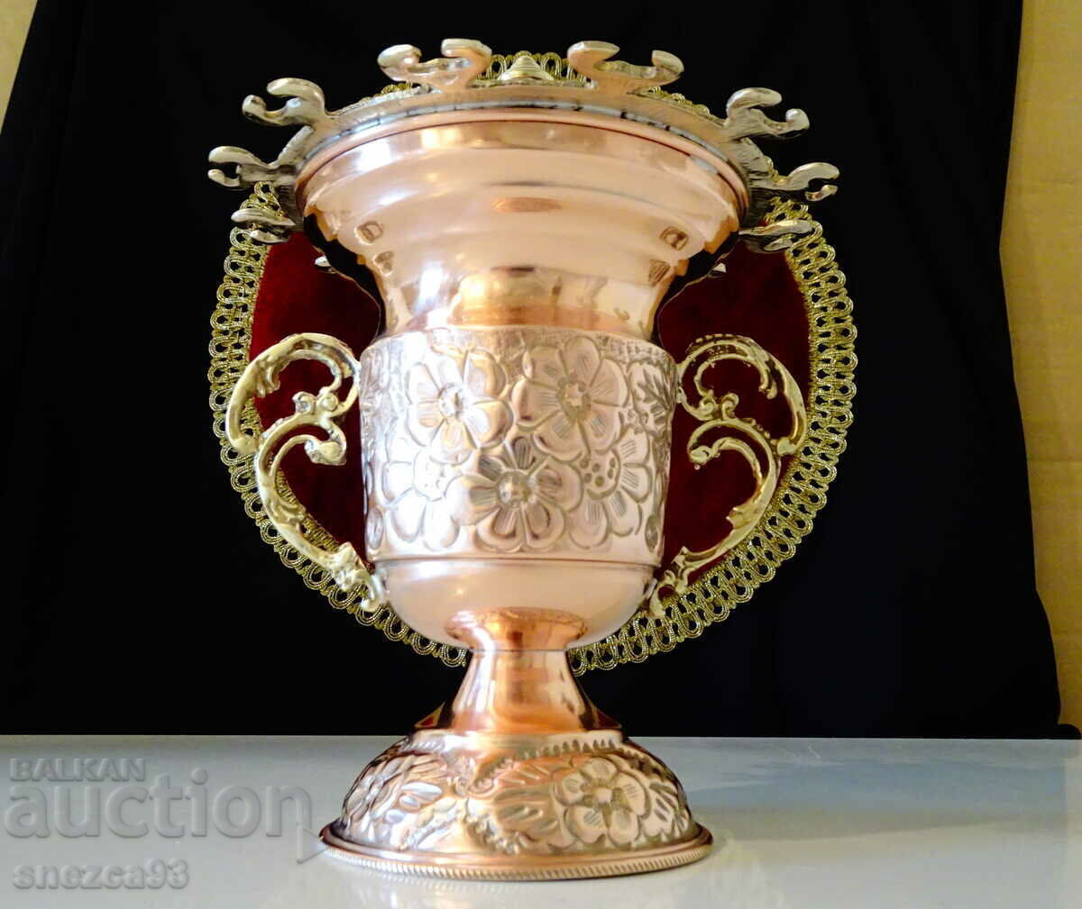 Auction Copper sugar bowl and spoon, cutlery stand Auction Copper sugar bowl and spoon, cutlery stand