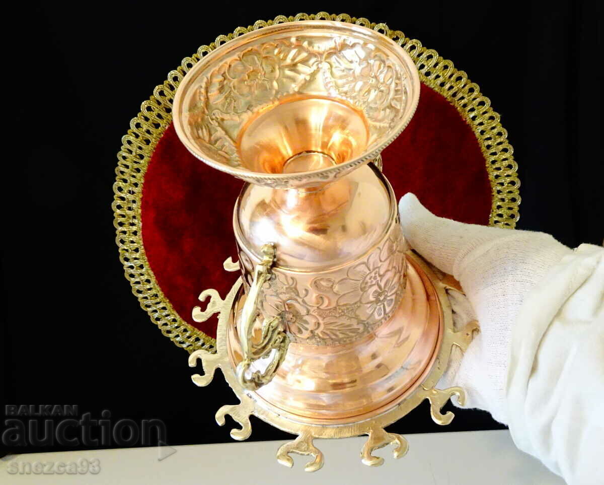 Copper sugar bowl and spoon, cutlery stand - 6 Copper sugar bowl and spoon, cutlery stand - 6