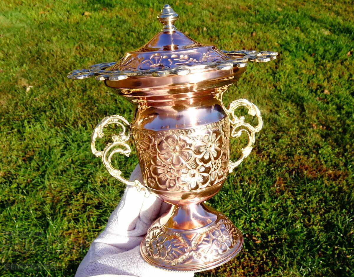 Copper sugar bowl and spoon, cutlery stand - 7 Copper sugar bowl and spoon, cutlery stand - 7