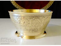 British India bronze candy bowl, marked.