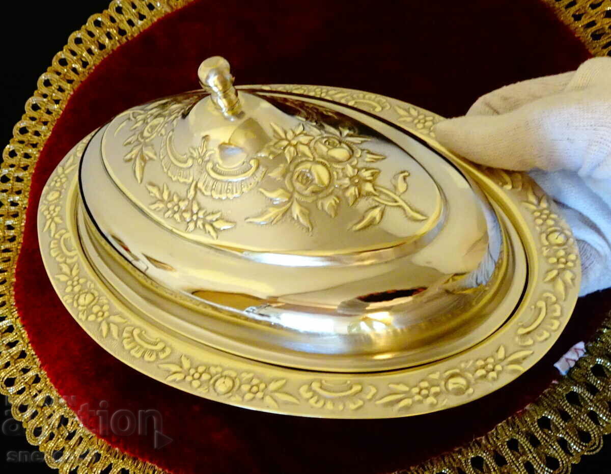 Bronze serving dish with lid, roses, baroque - 7 Bronze serving dish with lid, roses, baroque - 7