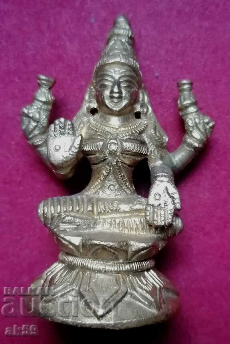 Figurină din bronz a zeiței Lakshmi.