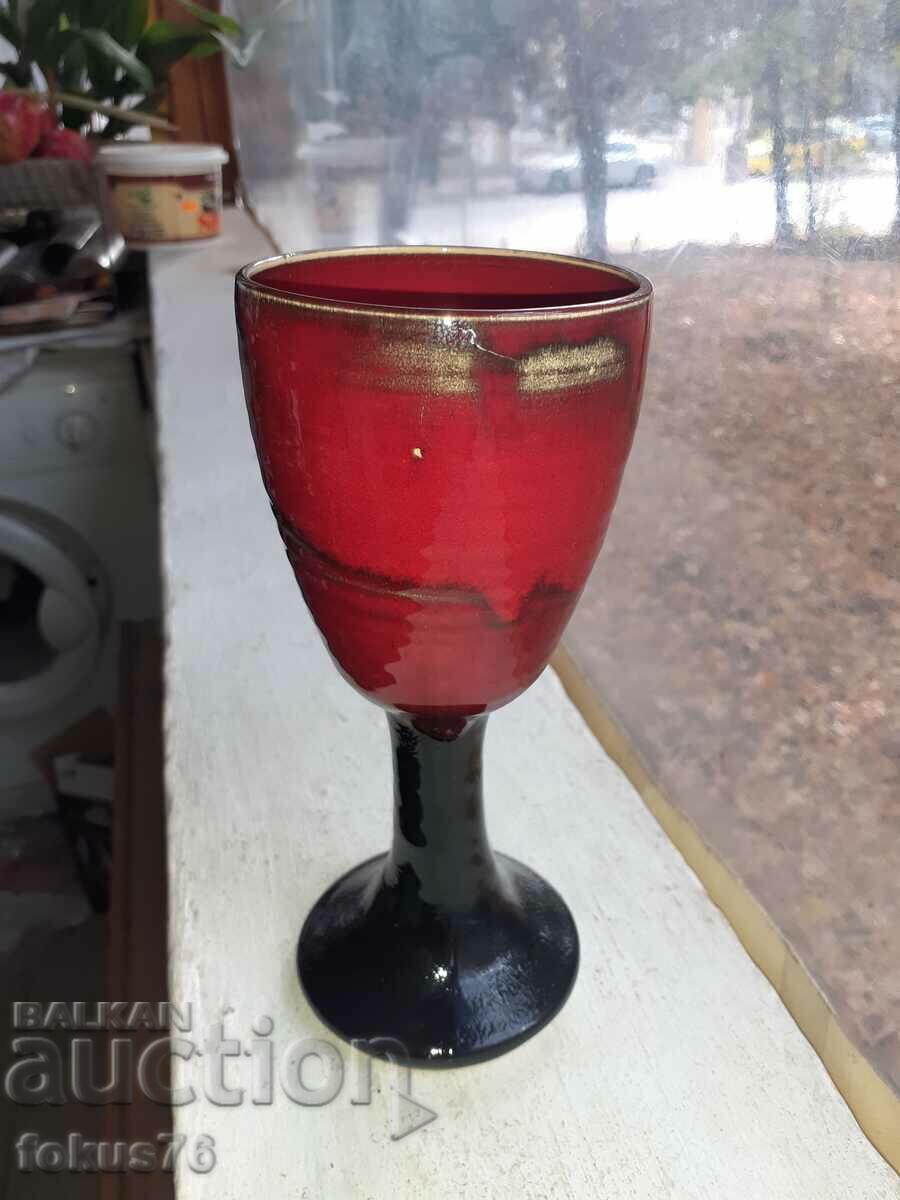 Glazed German ceramic wine goblet with price 90.00 BGN | € 46.02 Glazed German ceramic wine goblet with price 90.00 BGN | € 46.02