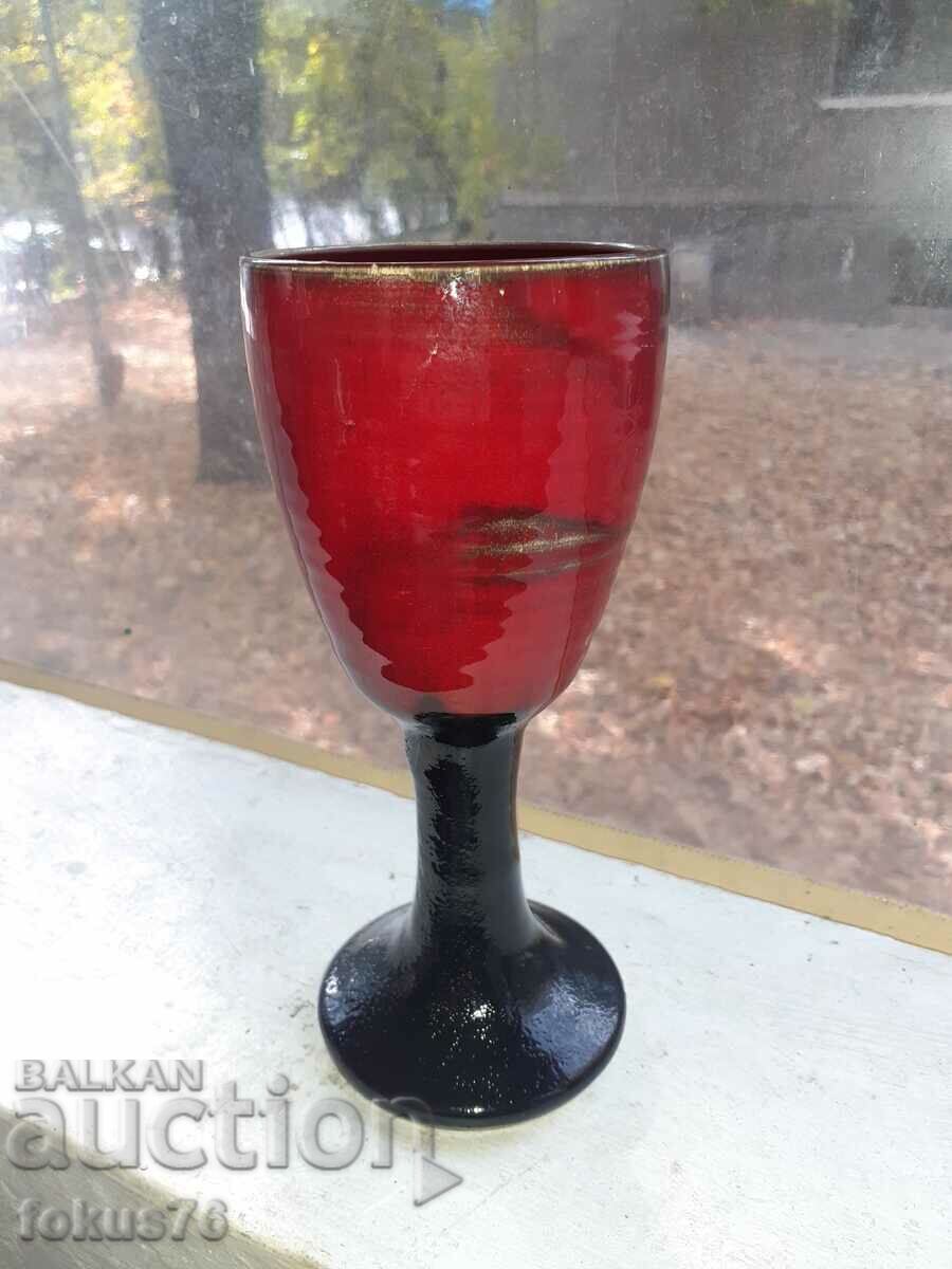 Гоблет чаша за вино глазирана немска керамика