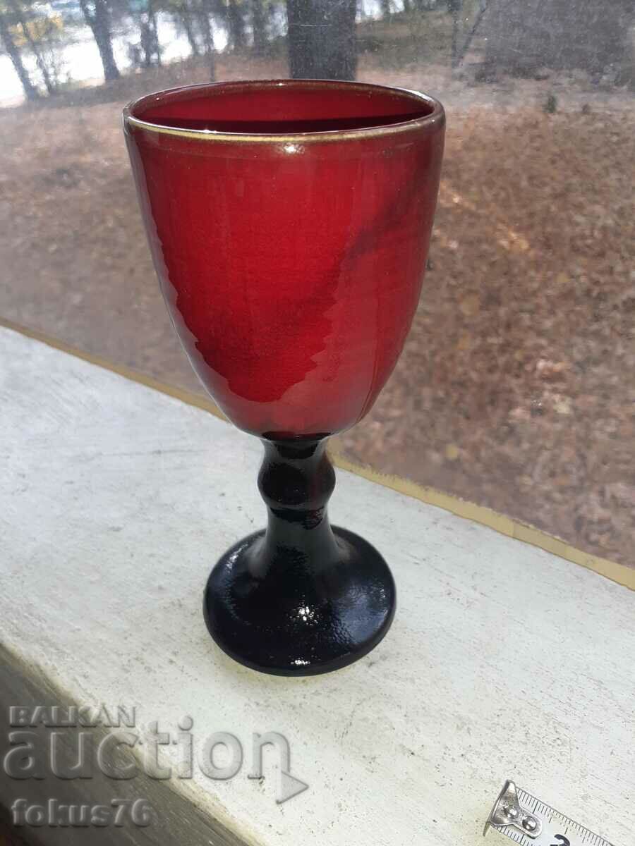 Goblet Wine Glass Glazed German Ceramic Amazing