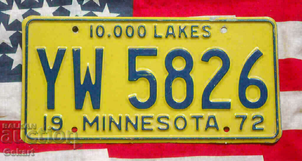 Американски регистрационен номер Табела MINNESOTA 1972