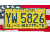US License Plate MINNESOTA 1972
