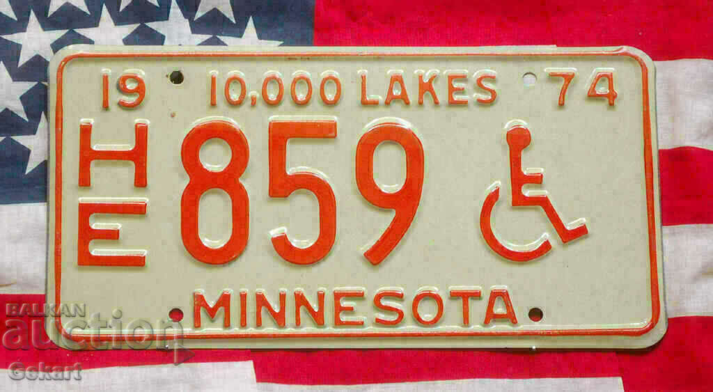 Американски регистрационен номер Табела MINNESOTA 1974